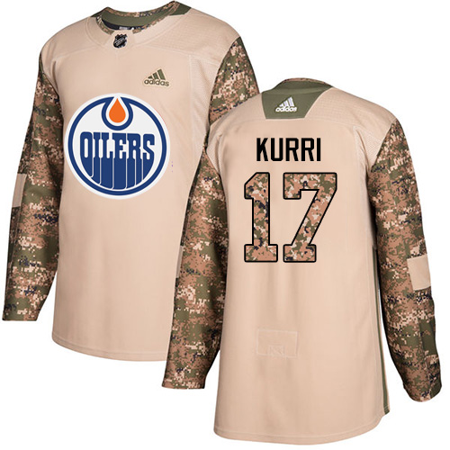 Adidas Oilers #17 Jari Kurri Camo Authentic Veterans Day Stitched NHL Jersey
